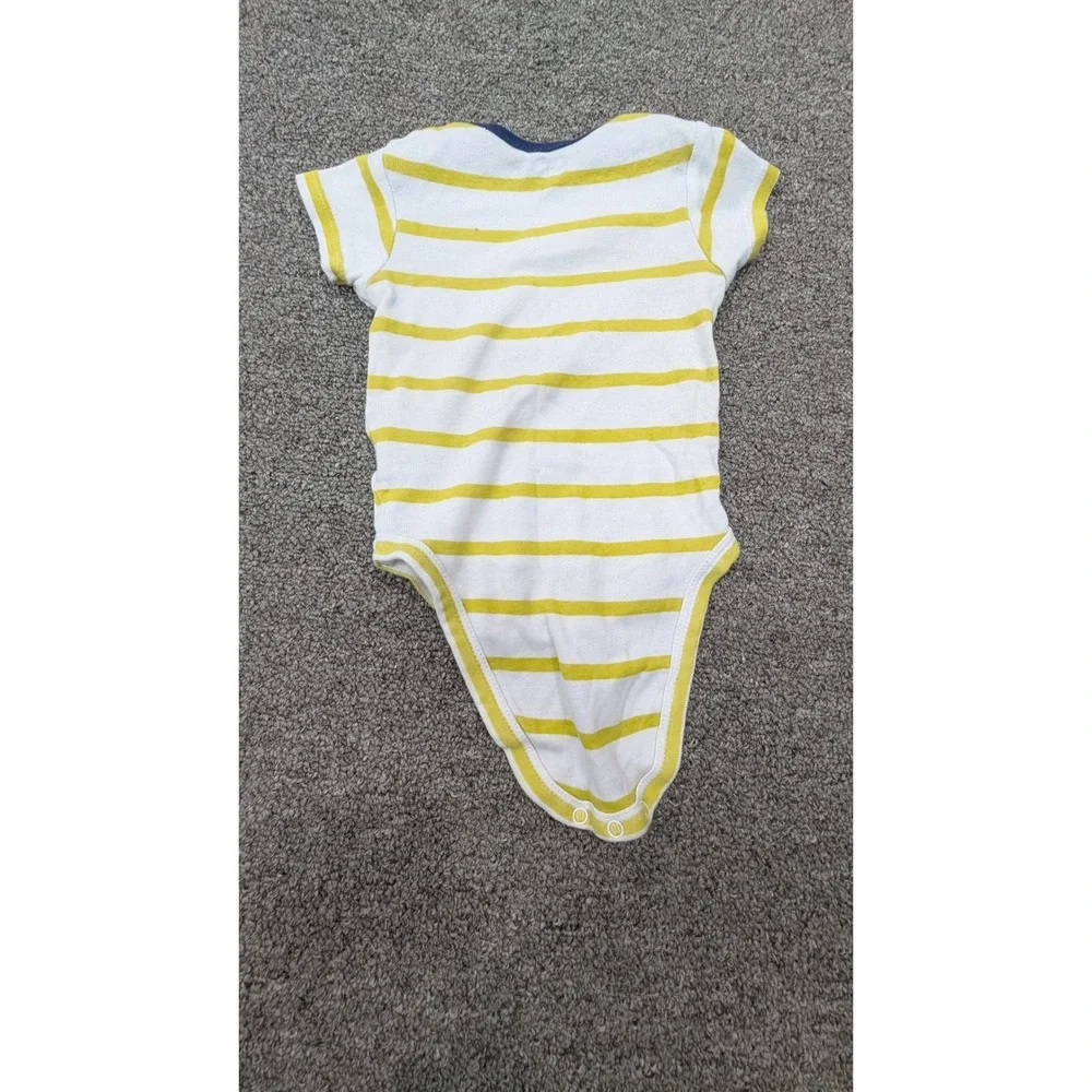 Gerber Onesie Baby Bodysuit 3-6M Yellow White Striped Hello Graphic Short Sleeve
